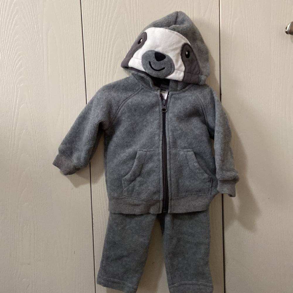 Carter’s Polar Fleece Grey Sloth Sweatsuit